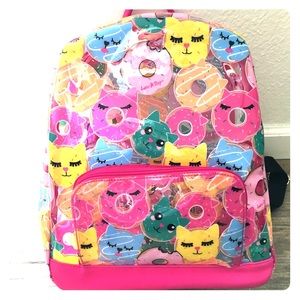 NWOT Betsey Johnson Cat Donut Backpack Large❤️💛💗